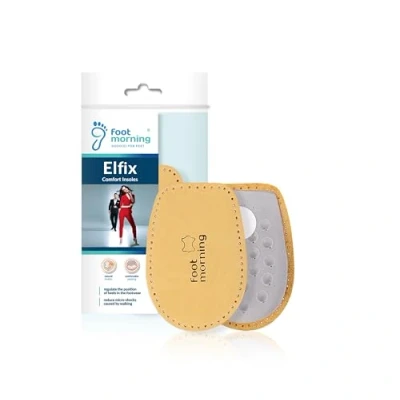 Abbildung von Foot Morning Elfix Schuheinlagen zur Fersenpolsterung Fersenkissen aus pflanzlich gegerbtem Leder und weichem Latex Selbstklebende Unterseite für Damen &amp; Herren (Herren/EUR 44 46)