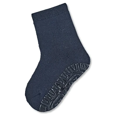 Abbildung von Sterntaler Fli SOFT uni Unisex Fliesen Flitzer einfarbig warme Stoppersocken Baby mit Innenfrottee elastische und Kinder Strümpfe Anti Rutsch Sohle, marine, Größe 18