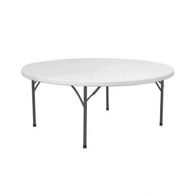 Abbildung von HENDI Buffettisch klappbar ø 150 x 74 cm rund Kunsttoff Platte Metallgestell, Gastro Partytisch in weiß