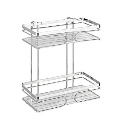 Abbildung von WENKO Edelstahl Wandregal Premium 2 Etagen, Offene Wand Badablage, Transparente Kunststoffeinlage, 24 x 27 13,5 cm, Glänzend