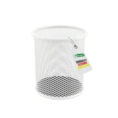 Abbildung von LEVIATAN Metall Stifteköcher Stiftehalter rund aus Drahtmetall Mesh Multifunktions Becher für Kugelschreiber Stifte Halter Büro/Schule Ø91 mm, Perlmuttfarben