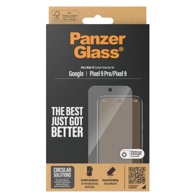 Abbildung von Google Pixel 9 Panzerglas PanzerGlass Ultra Wide Fit Screenprotector Antibakterieller Displayschutz für das