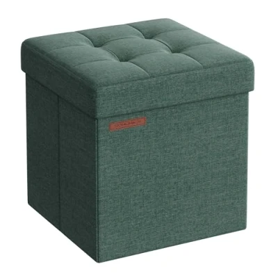 Abbildung von SONGMICS 38 cm Sitzbank mit Stauraum, klappbare Sitztruhe, Aufbewahrungsbox, Fußbank, vintagegrün LSF027C01