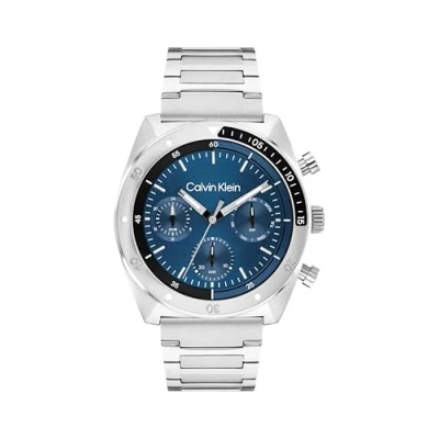 Abbildung von Calvin Klein FLEX Chronograph silvercoloured/blue, Herren, Größe: One Size, Silver coloured/blue