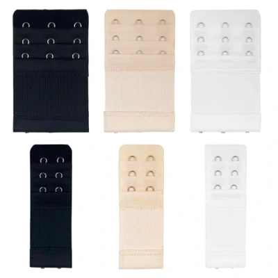 Abbildung von Rseuphiee 6 Stück BH Verlängerer, 3 Reihen 2 Haken Haken, Bra Extender Weich, bequem und dehnbar, Verschluss Elastischen Geeignet für Frauen Damen (Schwarz, Weiß, Hautfarbe)