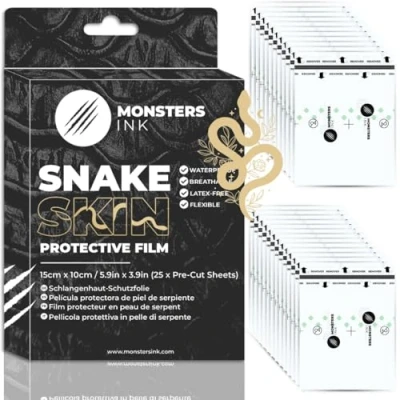 Abbildung von 25 x Snake Skin Tattoo Folie Heilung, Pflaster, Wasserdicht Second Folie, Monsters Ink (15cm 10cm (X 25))