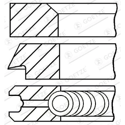 Abbildung von GOETZE ENGINE 08 406207 00 Kolbenringsatz 75,5 0,5 VOLKSWAGEN: GOLF 2, Polo II Coupe
