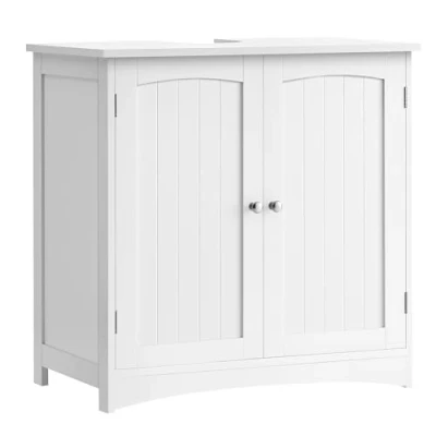 Abbildung von VASAGLE Waschbeckenunterschrank, Unterschrank, Waschtischunterschrank, Badezimmerschrank mit 2 Türen, verstellbare Ablage, viel Stauraum, modern, 40 x 70 cm, wolkenweiß BBC011W01