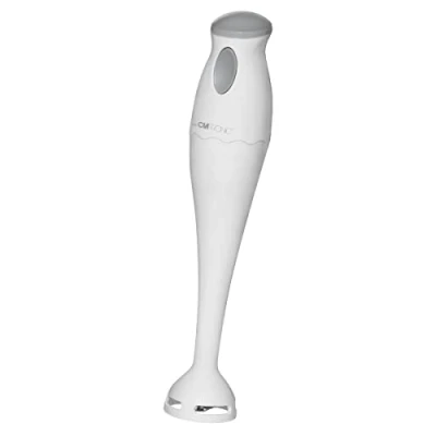 Abbildung von Clatronic Stabmixer/Pürierstab/Blender/Stab Mixer/Stick/Mixstab SM 3577; Edelstahl Schlagmesser; für Smoothie, Kürbispüree, Babybrei, Milchshake; mit Mixbehälter (500 ml); 180 Watt; weiß