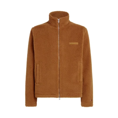 Abbildung von Tommy Hilfiger Monotype Textured Fleecejacke, Herren, Größe: XL, Country brown