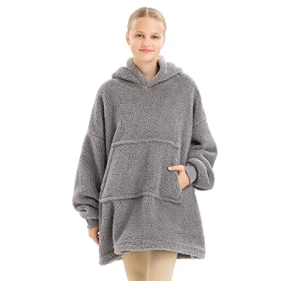 Abbildung von HOMELEVEL Kinder Fleece Hoodie Pullover Pulli mit Kapuze für Jungs und Mädchen Kuschel Sweatshirt oversized Kuschelpullover 100% Polyester