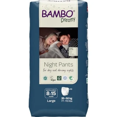 Abbildung von Bambo Dreamy Windelhöschen für die Nacht, Größe Large, (3550 kg/77110 Pfund), 10er Packung Pull Up Windeln Kinder Ultra saugfähige Night Pants bei nächtlichem Einnässen