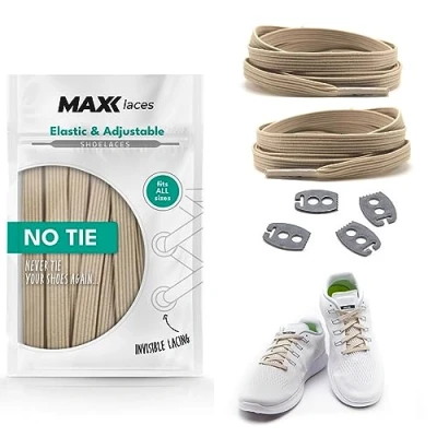 Abbildung von MAXX laces elastische Schnürsenkel ohne binden Gummi, Flexibel, Flach, Bequem, Einfach Stylischer Komfort und fester Halt