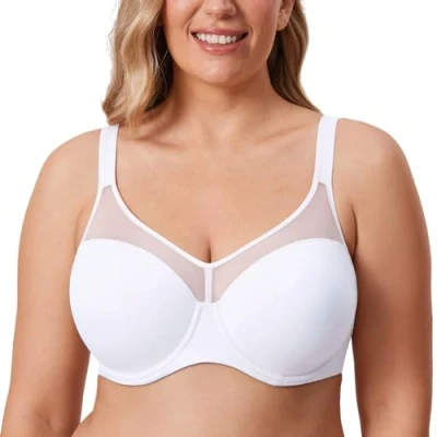 Abbildung von DELIMIRA Damen T Shirt BH mit Bügel Vollschalen Nahtlose Große Größen Gepolstert Weiss 95D