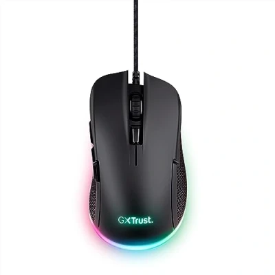 Abbildung von Trust Gaming GXT 922 Ybar Maus, 68% Recycelten Materialien, RGB LED Beleuchtung, 6 Programmierbare Tasten, 200 7200 DPI, USB Kabel 2,1 m, PC Maus mit Software für Computer/Laptop Schwarz