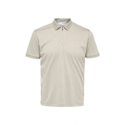 Abbildung von Selected Homme Slhfave ZIP Poloshirt, Herren, Größe: Small, Oatmeal