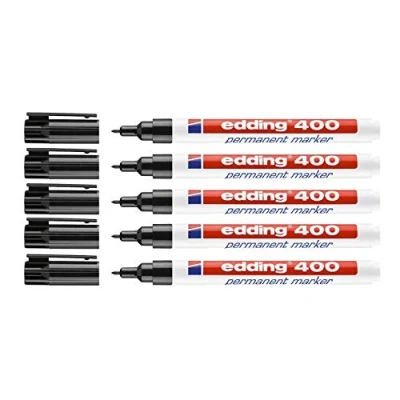 Abbildung von Edding Permanentmarker schwarz 400 01 (1 mm, schwarz, 5 Stifte)