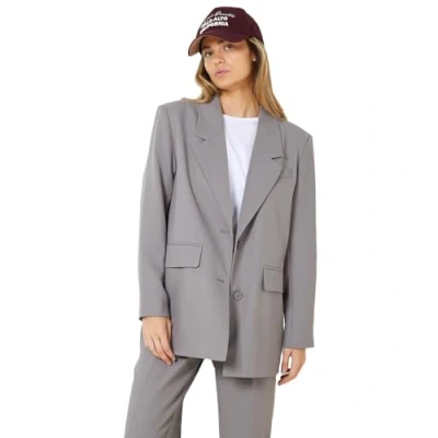 Abbildung von Noisy may Damen Eleganter Oversized Blazer mit Taschen Basic Cardigan Business Jacke Mantel NMMILLA, Farben:Grau, Größe:S