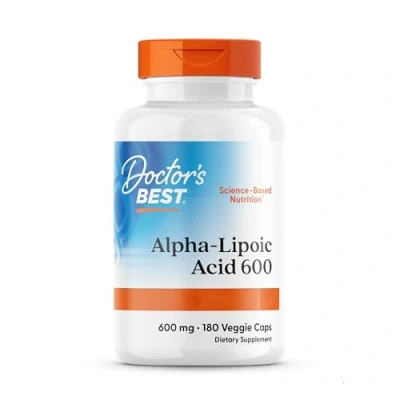 Abbildung von Doctor&#039;s Best, Alpha Lipoic Acid (Alpha Liponsäure), 600 mg Depot, 2 Tages Dosis, 180 vegane Kapseln, Hochdosiert, Laborgeprüft, Ohne Gentechnik, Glutenfrei