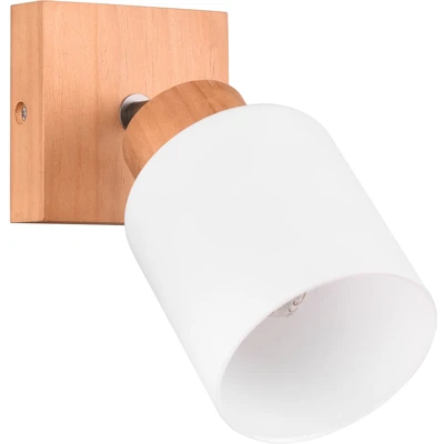 Abbildung von Reality Leuchten Strahler Assam R81111030, Holz naturbelassen, Glas weiß, exkl. 1x E14