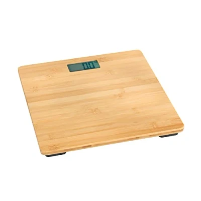 Abbildung von WENKO Personenwaage Bambusa, digitale Holzwaage aus echtem Bambus, mit LCD Display, Körperwaage für ein warmes Fußgefühl, bis zu 180 kg, Waage inkl. Batterien, 30 x 2,7 cm, Natur