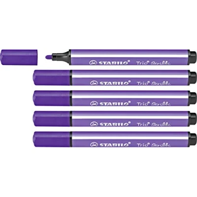 Abbildung von STABILO Gefederter Dreikant Filzstift Trio Scribbi 5er Pack violett