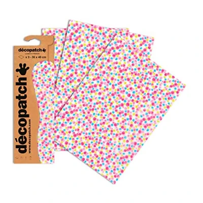 Abbildung von Decopatch Papier No. 689 (pink bunt Punkte, 395 x 298 mm) 3er Pack