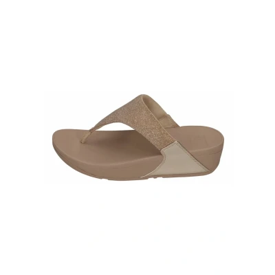 Abbildung von Fitflop Damen Lulu Shimmerlux Zehentrenner Sandale, Latte Beige, 36 EU