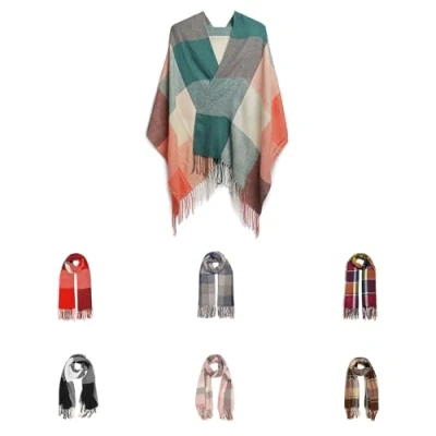 Abbildung von Good Nite Schal Damen Herren Winter Herbst Schals &amp; TüCher Für Kuschelig Flauschig Festlich Großer Karo Warm Weich Scarf Nüchtern und Stilvoll(Grüner,200x60cm)