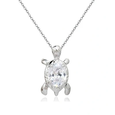 Abbildung von Crystalline Azuria Schildkröte Halskette Anhänger mit Weiß Zirkonia Kristalle 18 kt Vergoldet für Damen und Mädchen 45 cm