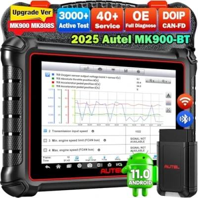 Abbildung von Autel MaxiCOM MK900BT Scanner, 2024 8 Zoll MK900 BT Upgrade von MX900 MS906 MP808S MP808 DS808, CAN FD &amp; DOIP, 3000+ Aktive Tests, 40+ Service, Bidirektionales Diagnose Scan Tool