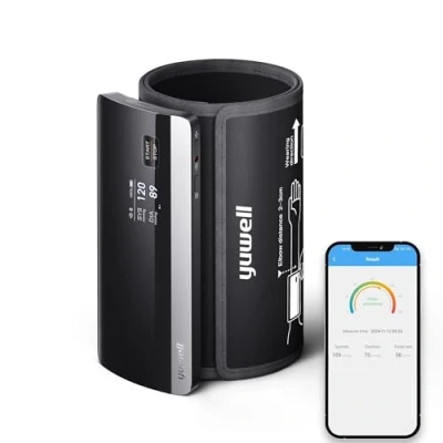 Abbildung von yuwell Smart Oberarm Blutdruckmessgerät mit APP, Digitales Bluetooth Übertragung, Sprachübertragung, Wiederaufladbarem Akku, Ideal für den Einsatz zu Hause und im Freien YE630CR