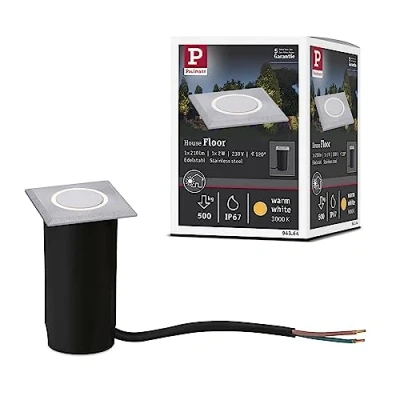 Abbildung von Paulmann 94364 LED Außenleuchte Bodeneinbauleuchte IP67 eckig incl. 1x2 Watt Edelstahl gebürstet Außenlampe Edelstahl, Kunststoff 3000 K