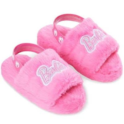 Abbildung von Barbie Mädchen flauschige Hausschuhe, Pantoffeln zum Hereinschlüpfen (Rosa, 32 EU)