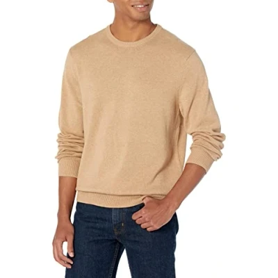 Abbildung von Amazon Essentials Herren Pullover mit Rundhalsausschnitt (in Übergrößen erhältlich), Kamelbraun Meliert, S