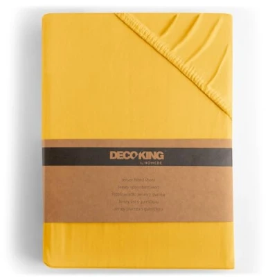 Abbildung von DecoKing Spannbettlaken 80x200 90x200 cm 100% gekämmte Baumwolle Gelb Spannbetttücher Jersey Boxspringbett Amber 80 x 200 90