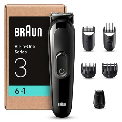 Abbildung von Braun Series 3 All in One Bartpflege Bodygroomer Set, Trimmer/Haarschneider Herren, Haarschneidemaschine, 6 1 Barttrimmer (versandfertige Kartonverpackung), 50 Min Laufzeit, Geschenk Mann, MGK3420