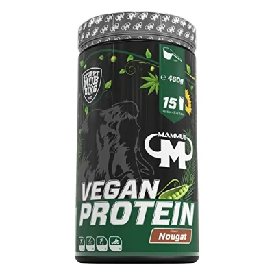 Abbildung von Mammut Nutrition vegan Whey Protein Pulver Nougat 460 g 4 Komponenten Pflanzen ohne Soja, laktose und glutenfrei natürliche Süße durch Stevia 100% Aspartam
