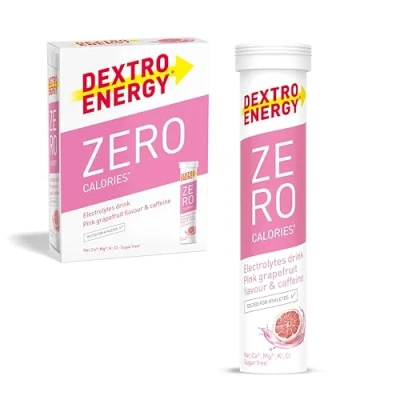 Abbildung von DEXTRO ENERGY ZERO CALORIES PINK GRAPEFRUIT+KOFFEIN 3x20 Brausetabletten (3er Pack) Zusatz von Natrium, Magnesium, Chlorid, Calcium und Kalium für Elektrolyt Getränke, Koffein Kick, Zuckerfrei