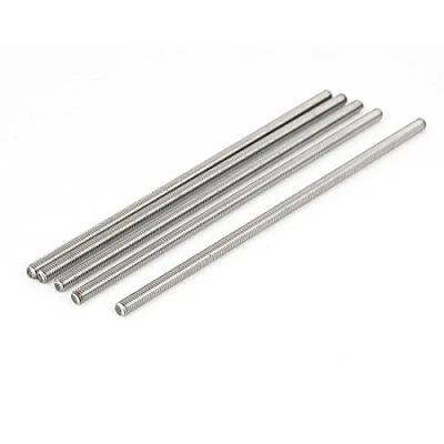 Abbildung von sourcing map 5Stk. 304 Edelstahl volle Gewindestange Stehbolzen Hardware M6 x 180mm silbern