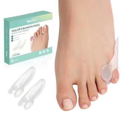 Abbildung von Welnove Tailor&#039;s Bunion Corrector Pads 8 Pack Pinky Toe Protector, Cushion with Separator for Women Men, Gel Shield Foot Pain Relief(Shield Spacers)