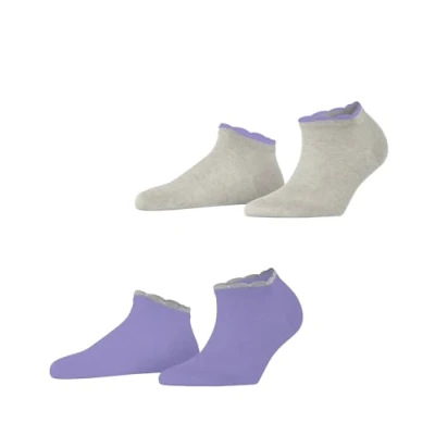Abbildung von ESPRIT Damen Romantic 2 Pack W SN Viskose kurz einfarbig Paar Sneakersocken, Mehrfarbig (Grau Lila 0030), 39 42 (2er Pack)