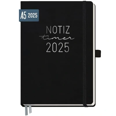 Abbildung von Häfft® Wochen Notiz Kalender 2025 A5 &quot;Schwarz&quot; Buchkalender, Terminplaner Timer, Terminplaner, Wochenkalender, Organizer, Terminkalender mit Einstecktasche nachhaltig &amp; klimafreundlich