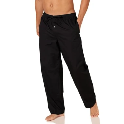 Abbildung von Amazon Essentials Herren Gewebte Pyjamahose, Gerade Geschnitten, Schwarz, S