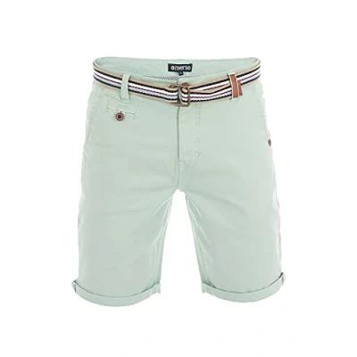 Abbildung von riverso Herren Chino Shorts RIVKlaas Regular Fit Gürtel Bermuda Kurze Hose Sommer Short 98% Baumwolle Grün w42, Größe:W 42, Farbe:Middle Green (12300)