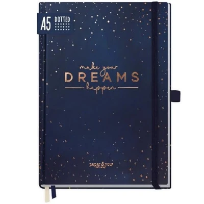 Abbildung von paper&amp;you® Premium Bullet Journal dotted A5 &quot;Make your dreams happen&quot; Notizbuch gepunktet, 188 Seiten extra dickes Papier, Tagebuch mit Punkteraster nachhaltig &amp; klimafreundlich