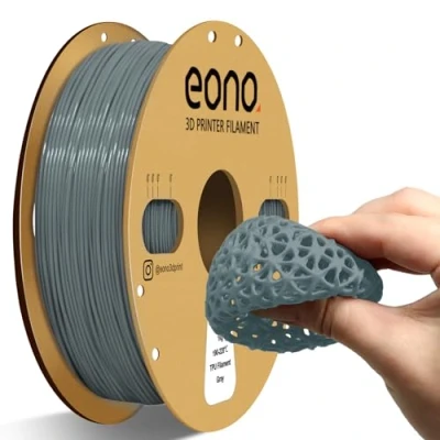 Abbildung von EONO 95A TPU Filament 1,75 mm, Flexibles Weiches 1 kg (2,2 lbs), Maßgenauigkeit +/ 0,03 mm für FDM Drucker, Grau