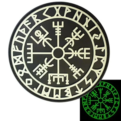 Abbildung von Glow Dark Vegvisir Viking Compass Norse Rune Morale Tactical PVC Rubber 3D Fastener Patch
