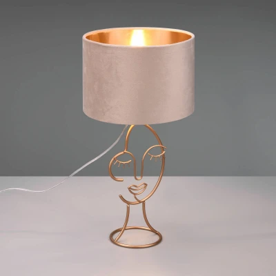 Abbildung von Reality Leuchten Tischleuchte Mary R51221044, Metall goldfarbig, Schirm Stoff Beige, exkl. 1x E27