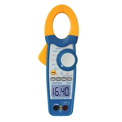 Abbildung von PeakTech True RMS Stromzange 1000A AC DC und Digital Multimeter 4000 Counts mit Durchgangsprüfer CAT III 600V, 1 Stück, P 1640, Blau, Gelb, Weiß